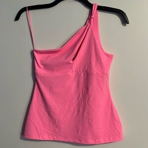 Susana Monaco Pink One-Shoulder Tank Top